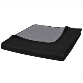 Colcha acolchada a doble cara negro gris 220x240 cm