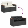Set sofás jardín y cojines 7 pzas ratán sintético acacia negro by , Garden sets - Ref: Foro24-3327444, Price: 476,34 €, Disco...