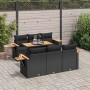 Set sofás jardín y cojines 7 pzas ratán sintético acacia negro by , Garden sets - Ref: Foro24-3327555, Price: 617,22 €, Disco...