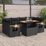 Set sofás jardín y cojines 7 pzas ratán sintético acacia negro by , Garden sets - Ref: Foro24-3327562, Price: 569,99 €, Disco...