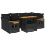 Set sofás jardín y cojines 7 pzas ratán sintético acacia negro by , Garden sets - Ref: Foro24-3327562, Price: 569,99 €, Disco...