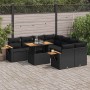 Set sofás jardín y cojines 9 pzas ratán sintético acacia negro by , Garden sets - Ref: Foro24-3327576, Price: 670,80 €, Disco...