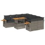 Set sofás jardín y cojines 9 pzas ratán sintético acacia gris by , Garden sets - Ref: Foro24-3327581, Price: 616,63 €, Discou...