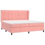 Cama box spring con colchón terciopelo rosa 200x200 cm