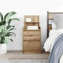 Mesilla de noche con 2 cajones roble artesanal 38x34x80 cm by , Nightstands - Ref: Foro24-861371, Price: 54,66 €, Discount: %