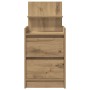 Mesilla de noche con 2 cajones roble artesanal 38x34x80 cm by , Nightstands - Ref: Foro24-861371, Price: 54,66 €, Discount: %
