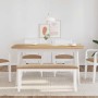 Banco 110 cm madera maciza caucho blanco von , Ess- und Küchenbänke - Ref: Foro24-4102609, Preis: 77,92 €, Rabatt: %