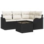 Conjunto de sofá de jardín con cojín 5 pcs Negro Poliratán