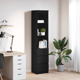 Aparador alto roble negro 37,5x35x180 cm madera de ingeniería de , Aparadores - Ref: Foro24-861662, Precio: 102,21 €, Descuen...