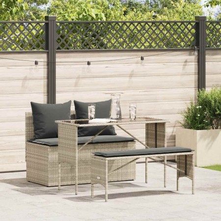 Set comedor de jardín 3 pzas cojines ratán sintético gris claro by , Garden sets - Ref: Foro24-4104186, Price: 258,93 €, Disc...