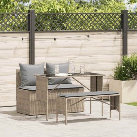 Set comedor de jardín 3 pzas con cojines ratán sintético beige by , Garden sets - Ref: Foro24-4104184, Price: 258,93 €, Disco...