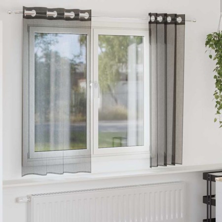 Cortinas de gasa con ojales 2 uds negro140x175 cm von , Vorhänge und Gardinen - Ref: Foro24-4102060, Preis: 14,11 €, Rabatt: %