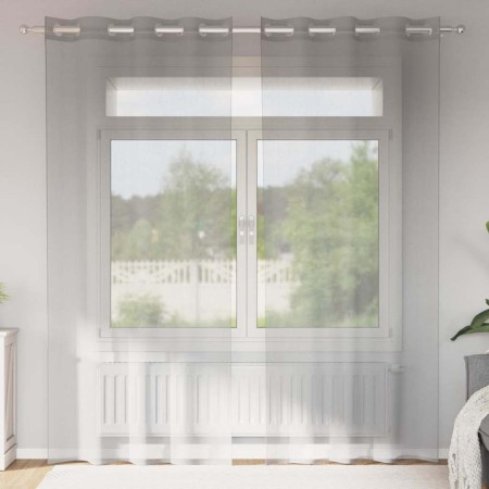Cortinas de gasa con ojales 2 uds gris claro 140x245 cm von , Vorhänge und Gardinen - Ref: Foro24-4102110, Preis: 15,27 €, Ra...
