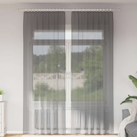 Cortinas de gasa con trabillas 2 uds gris oscuro 140x260 cm von , Vorhänge und Gardinen - Ref: Foro24-4102275, Preis: 15,49 €...