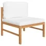 Gartenmöbel Set 3 Stück Teakholz und Kissen Creme von vidaXL, Modulare Sofas für den Außenbereich - Ref: Foro24-316108, Preis...