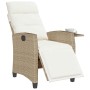 Silla de jardín reclinable con mesa auxiliar ratán beige von , Gartenstühle - Ref: Foro24-4108277, Preis: 203,13 €, Rabatt: %