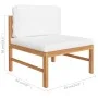 Gartenmöbel Set 3 Stück Teakholz und Kissen Creme von vidaXL, Modulare Sofas für den Außenbereich - Ref: Foro24-316108, Preis...
