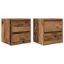 Mesillas de noche de pared 2 uds madera vieja 38x34x40 cm de , Mesitas de noche - Ref: Foro24-861262, Precio: 78,00 €, Descue...