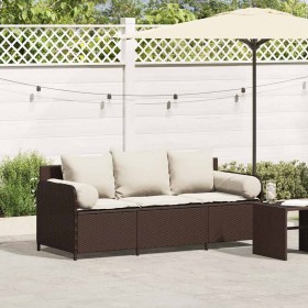 Sofá de jardín con cojines 3 plazas ratán sintético marrón by , Outdoor sofas - Ref: Foro24-4104173, Price: 225,67 €, Discoun...