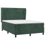 Cama box spring con colchón terciopelo verde oscuro 140x190 cm