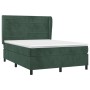 Cama box spring con colchón terciopelo verde oscuro 140x190 cm