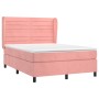 Cama box spring con colchón terciopelo rosa 140x190 cm