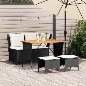 Juego comedor jardín 4 piezas con cojines ratán sintético negro von , Gartensets - Ref: Foro24-4104131, Preis: 328,39 €, Raba...