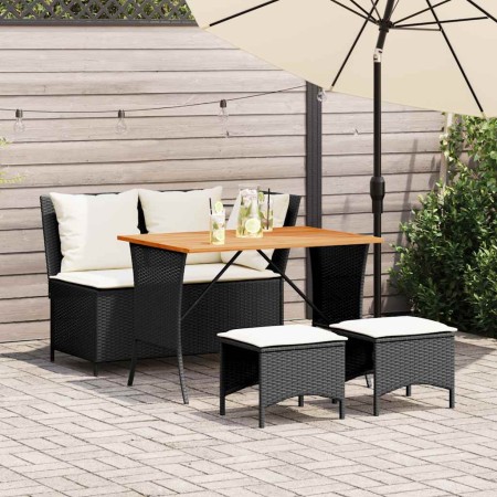 Juego comedor jardín 4 piezas con cojines ratán sintético negro de , Conjuntos de jardín - Ref: Foro24-4104131, Precio: 288,91 €