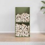 Leñero verde oliva 40x30x80 cm Acero laminado en frío de , Bolsas y soportes de leña - Ref: Foro24-864190, Precio: 74,44 €