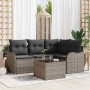 Conjunto de sofá de jardín con cojín 5 pcs Gris Poliratán