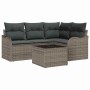 Conjunto de sofá de jardín con cojín 5 pcs Gris Poliratán
