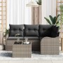 Conjunto de sofá de jardín con cojín 5 pcs Gris Poliratán