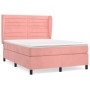 Cama box spring con colchón terciopelo rosa 140x200 cm