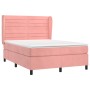 Cama box spring con colchón terciopelo rosa 140x200 cm