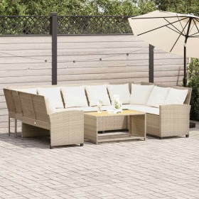 Sofá de jardín con cojines ratán sintético beige de , Conjuntos de jardín - Ref: Foro24-3365332, Precio: 570,08 €