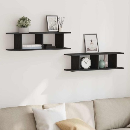 Estantes de pared 2uds roble negro 75x18x20cm madera ingeniería de , Estantes y estanterías - Ref: Foro24-862060, Precio: 41,...