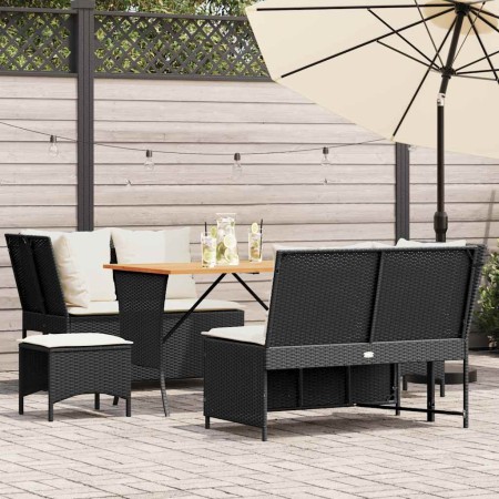 Set de muebles de jardín 5 pzas y cojines ratán sintético negro by , Garden sets - Ref: Foro24-3365345, Price: 422,69 €, Disc...