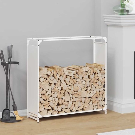 Leñero blanco 90x28x90 cm Acero laminado en frío von , Brennholztaschen und -halter - Ref: Foro24-864216, Preis: 64,19 €, Rab...