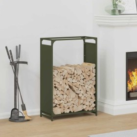 Leñero verde oliva 60x28x90 cm Acero laminado en frío de , Bolsas y soportes de leña - Ref: Foro24-864214, Precio: 61,04 €, D...