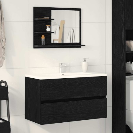 Espejo de baño de madera de roble negro 60x10,5x45 cm de , Tocadores de baño - Ref: Foro24-862546, Precio: 38,03 €, Descuento: %