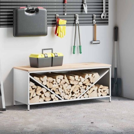 Leñero con tablero de madera blanco 100,5x35,5x40 cm von , Brennholztaschen und -halter - Ref: Foro24-864256, Preis: 94,23 €,...