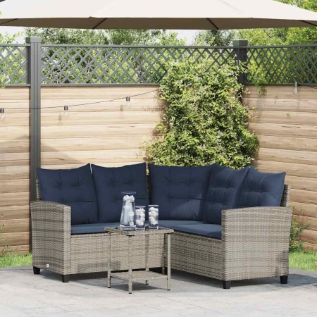 Sofá de jardín en forma de L con mesa y cojines ratán PE gris by , Outdoor sofas - Ref: Foro24-4103879, Price: 314,04 €, Disc...
