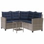 Sofá de jardín en forma de L con mesa y cojines ratán PE gris by , Outdoor sofas - Ref: Foro24-4103879, Price: 314,04 €, Disc...