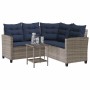 Sofá de jardín en forma de L con mesa y cojines ratán PE gris by , Outdoor sofas - Ref: Foro24-4103879, Price: 314,04 €, Disc...