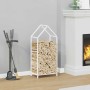 Leñero blanco 40x25x90 cm Acero laminado en frío by , Firewood bags and holders - Ref: Foro24-864296, Price: 41,85 €, Discoun...