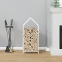 Leñero blanco 40x25x90 cm Acero laminado en frío by , Firewood bags and holders - Ref: Foro24-864296, Price: 41,85 €, Discoun...