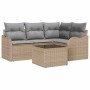 Conjunto de sofá de jardín con cojín 5 pcs Beige Poliratán