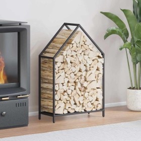 Leñero negro 60x25x90 cm Acero laminado en frío von , Brennholztaschen und -halter - Ref: Foro24-864307, Preis: 38,94 €, Raba...