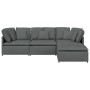 Sofá modular con reposapiés y cojines de tela gris oscuro