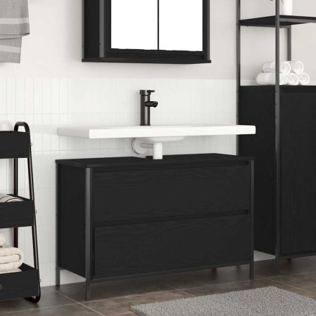 Mueble de baño con lavabo y cajones roble negro 90x34,5x60 cm by , bathroom vanities - Ref: Foro24-861877, Price: 89,72 €, Di...